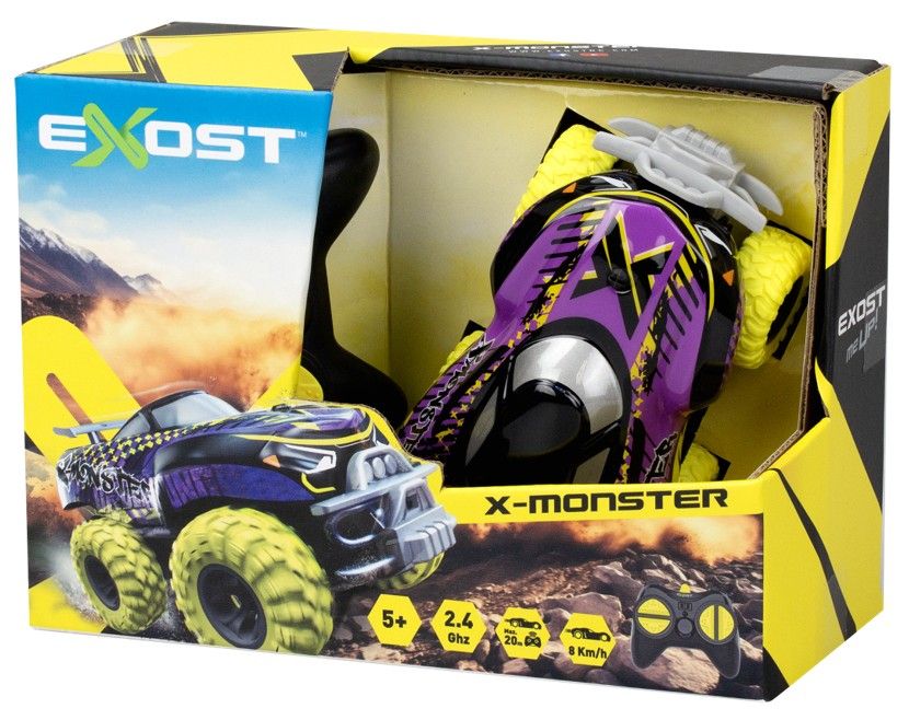 EXOST X-Monster II and X-Beast II remote control cars with durable off-road wheels for indoor and outdoor racing play.