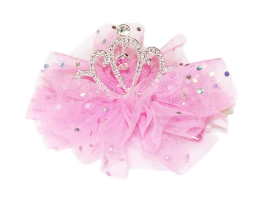 Goody Gumdrops Silver Sequin Tulle Tiara Clip Dark Pink