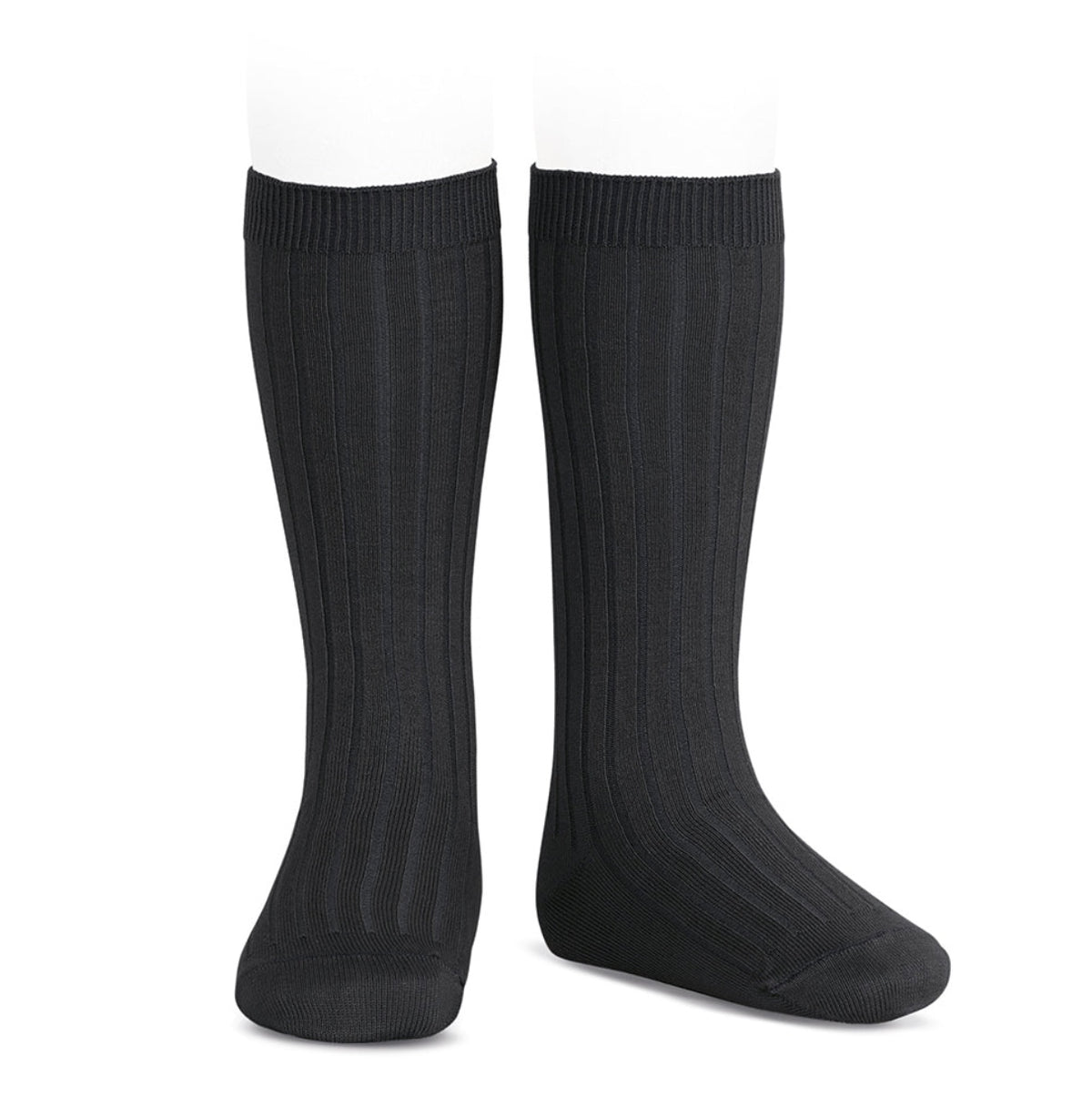 Condor Black Knee High Rib Socks