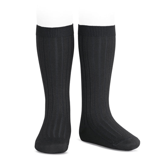 Condor Black Knee High Rib Socks