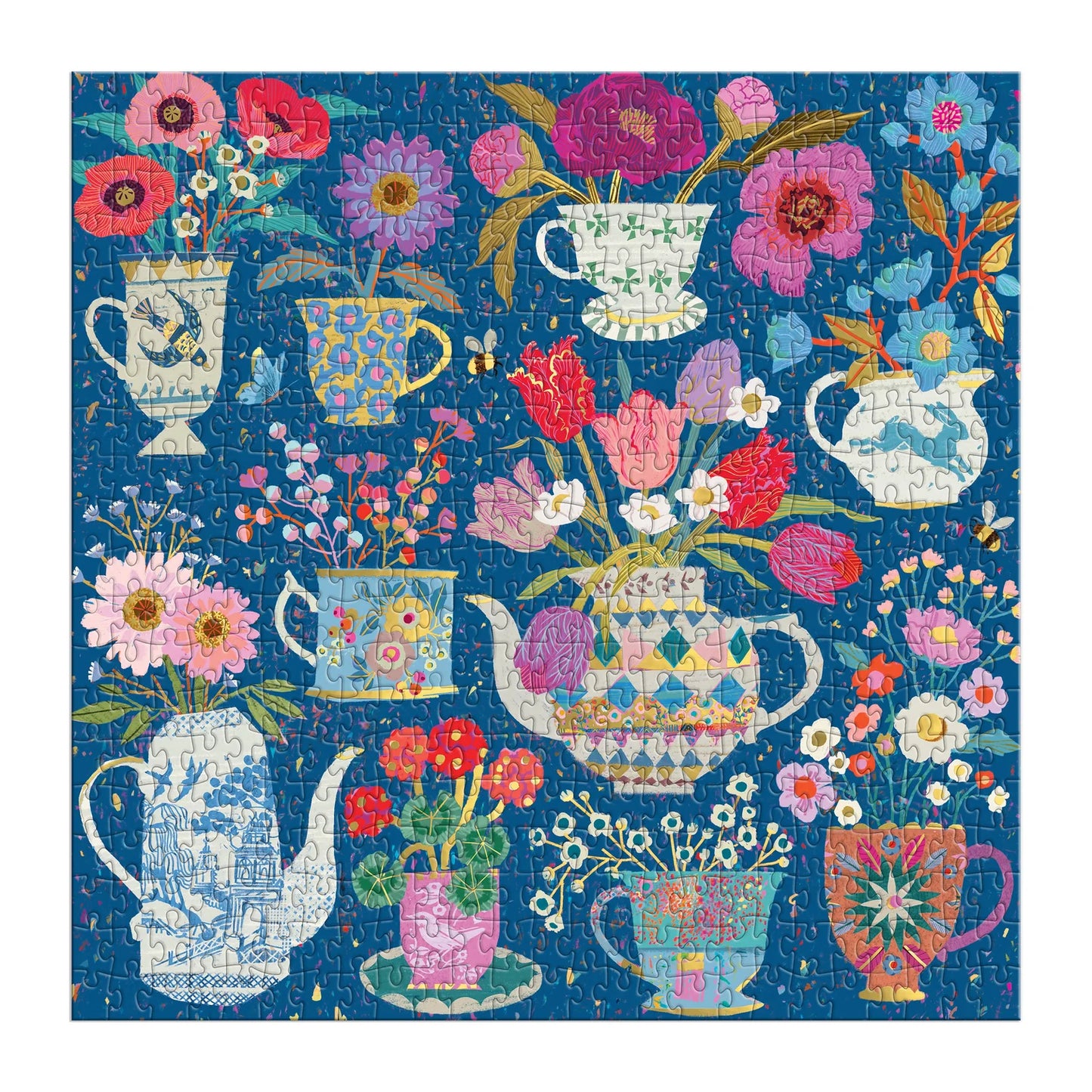 Galison 500pc Jigsaw Puzzle Victoria Ball Potted Teacups Foil