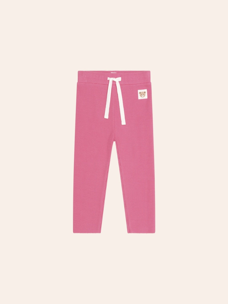 Kids’ Huxbaby Cherry Rib Legging featuring a cherry red ribbed design, soft stretch fabric, and a fitted silhouette.