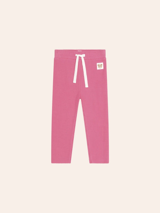 Kids’ Huxbaby Cherry Rib Legging featuring a cherry red ribbed design, soft stretch fabric, and a fitted silhouette.