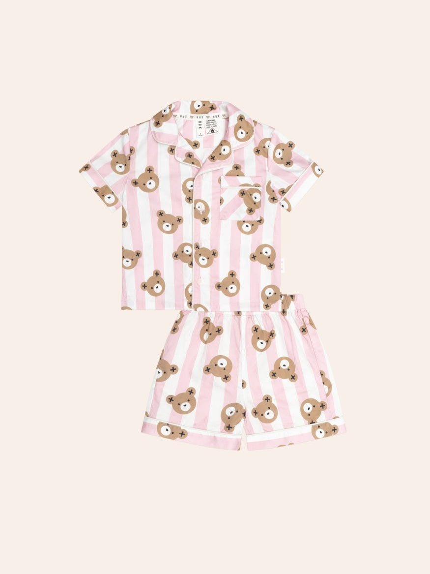 Soft Huxbaby Stripe PJ Set featuring a short sleeve striped top and matching shorts in a comfortable children’s sleepwear style