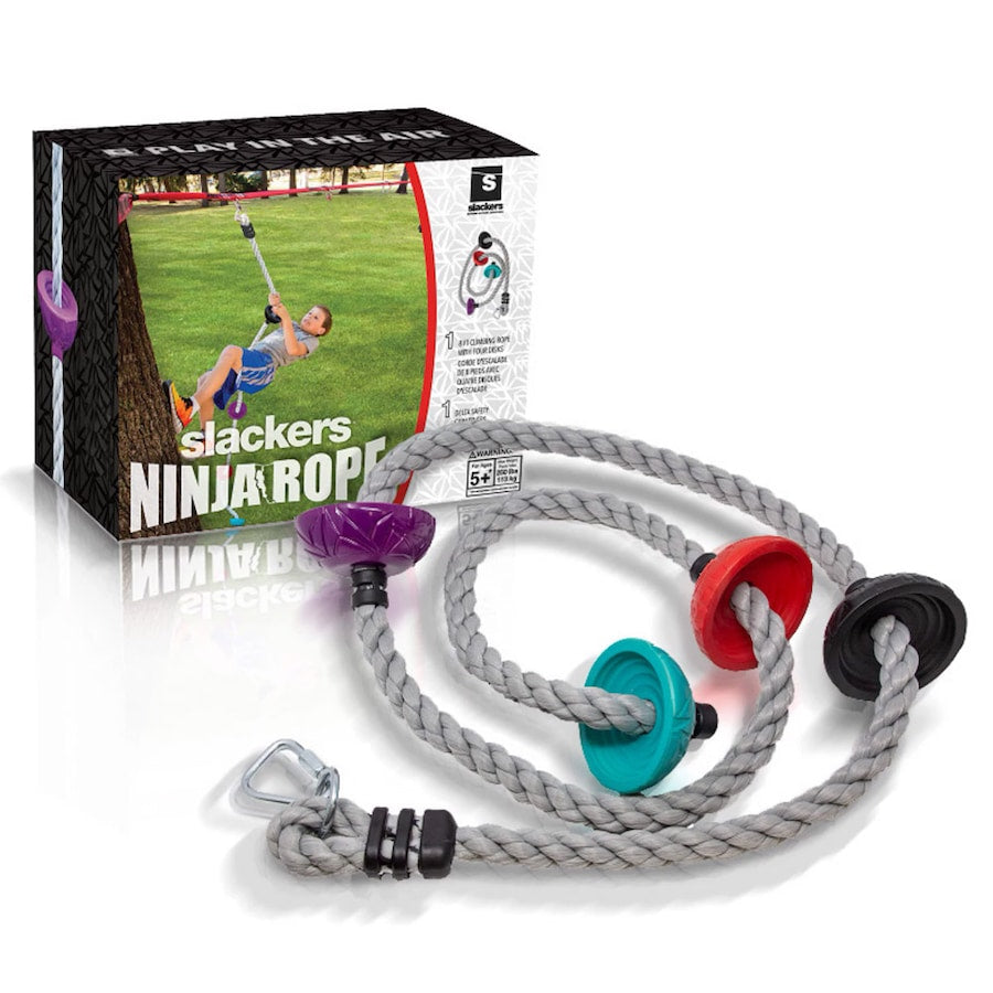 Slackers Climbing Ninja Rope with Footholds