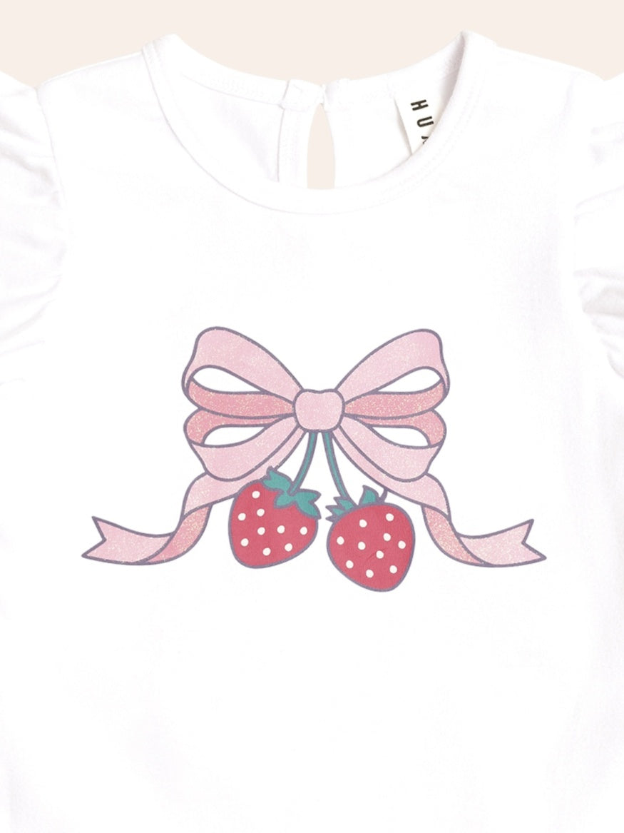 Huxbaby Strawberry Bow Frill Tee