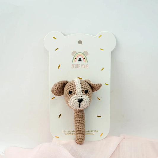 Petite Vous Crochet Hand Rattle Parker Puppy