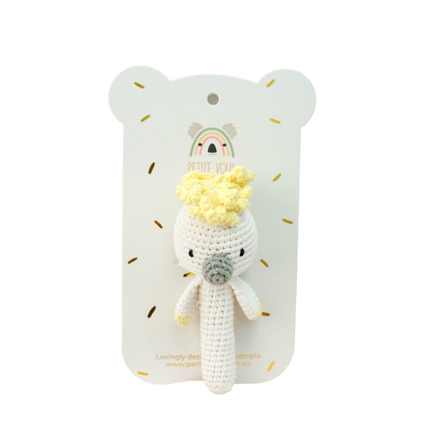 Petite Vous Crochet Hand Rattle Cookie Cockatoo