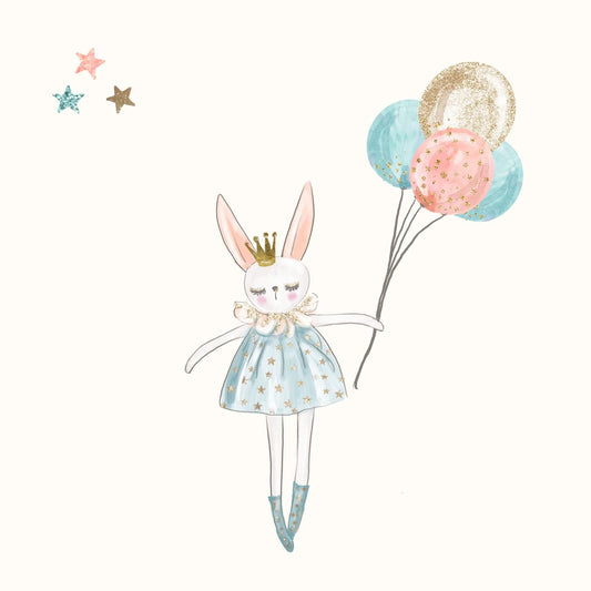 Petite Vous Greeting Card Rabbit Princess Balloons