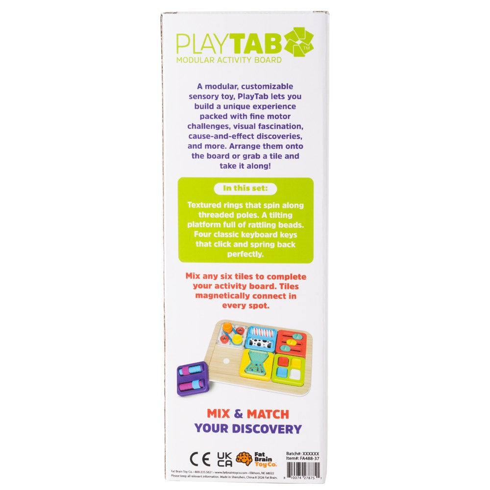 Fat Brain Toys PlayTab Sensory Tile Set 5 (Threads, Teeter Totter, Keyboard)