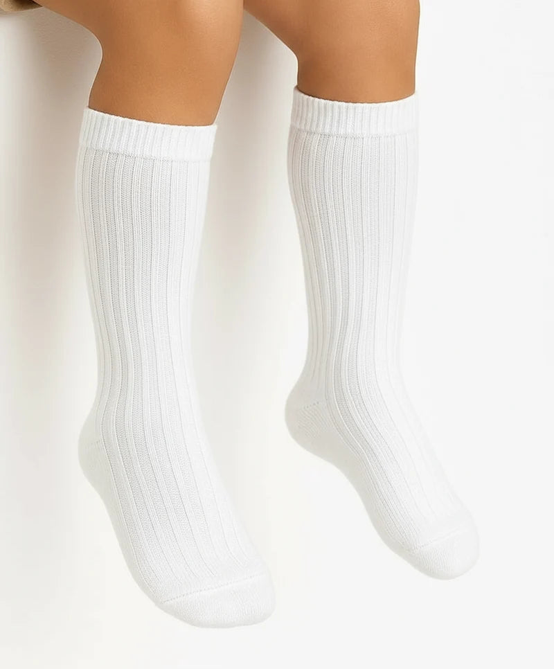 Condor White Knee High Rib Socks