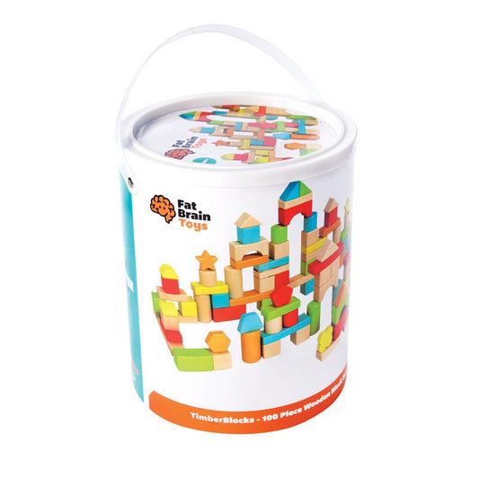 Fat Brain Toys TimberBlocks 100 Piece Wooden Block Set