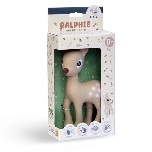 Tikiri Ralphie Deer Rubber Teether Rattle and Bath Toy