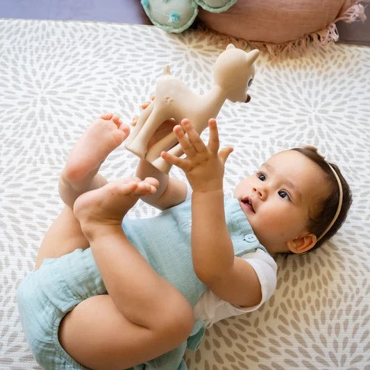 Tikiri Ralphie Deer Rubber Teether Rattle and Bath Toy