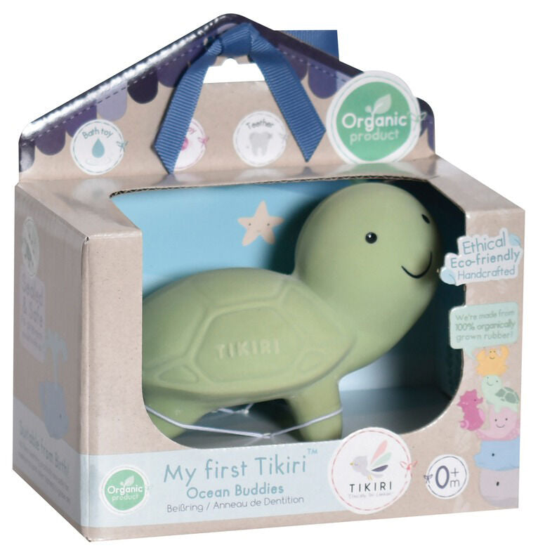 Tikiri Turtle Rubber Teether Rattle and Bath Toy