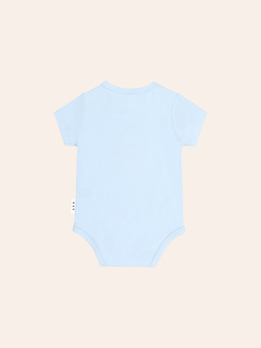 Huxbaby Bow Hux Short Sleeve Bodysuit featuring a cute Huxbear bow detail, soft fabric and comfortable fit for babies and toddlers.