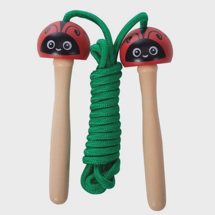 Ladybird Discovery Zone Wooden Skipping Rope – Garden Friends with wooden handles and colourful garden-themed design, a fun outdoor toy for active play and coordination.