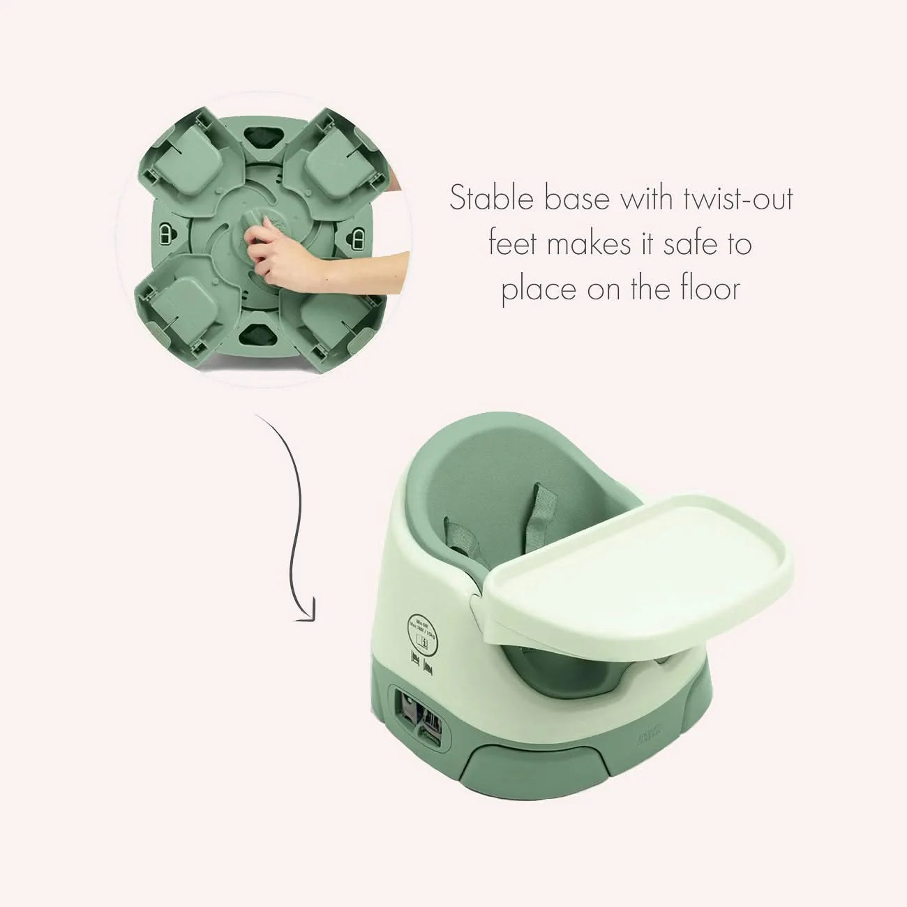 Mamas & Papas Bug 3 in 1 Floor & Booster Seat Bundle and activity Bar Clay