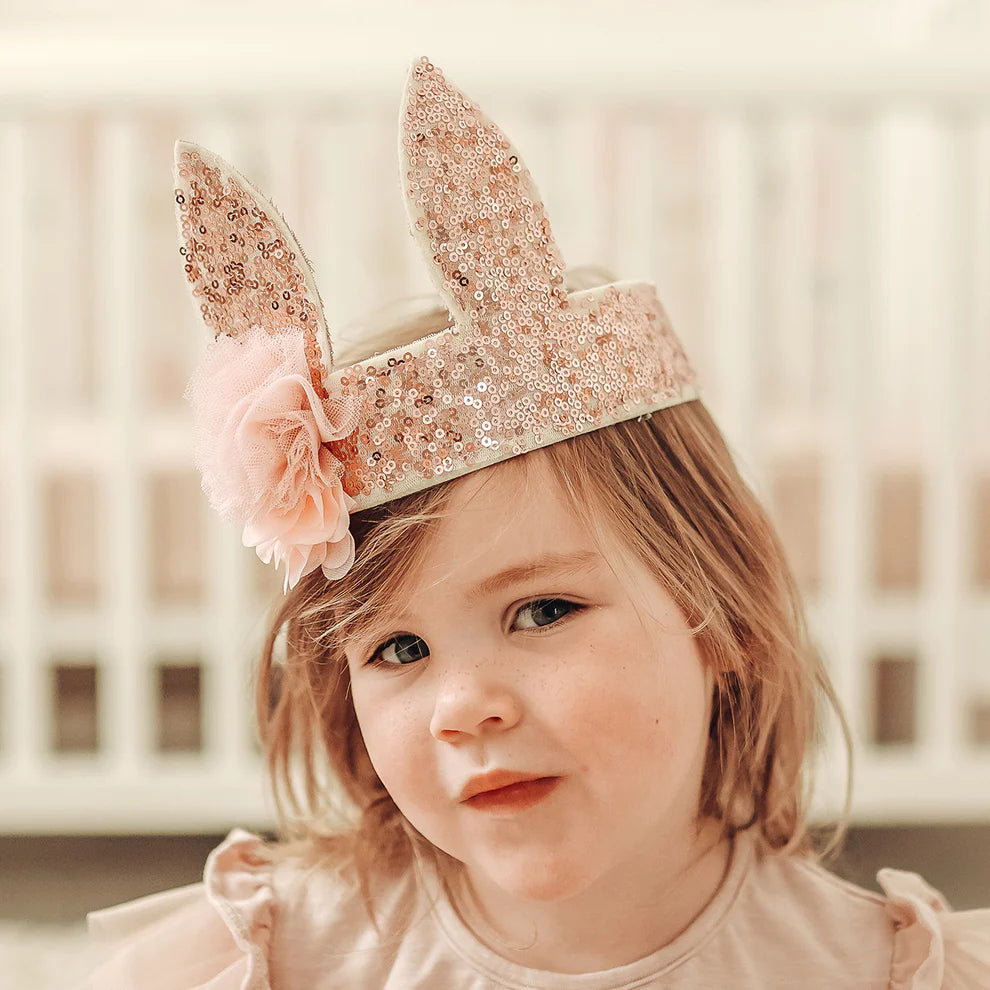 Alimrose Sequin Bunny Crown Rose Gold