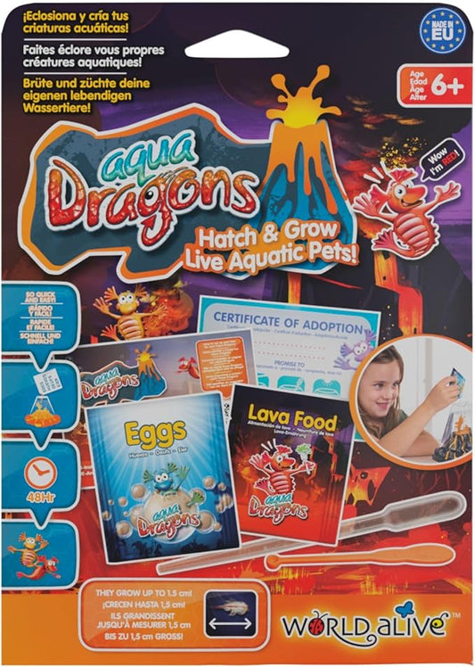 Aqua Dragons Red Volcano Refill Pack with eggs, food and care accessories for STEM science learning and aquatic life exploration