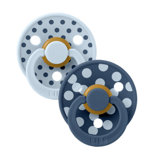 BIBS Studio Polka Dot Baby Blue/Steel Blue Dummies Twin Pack