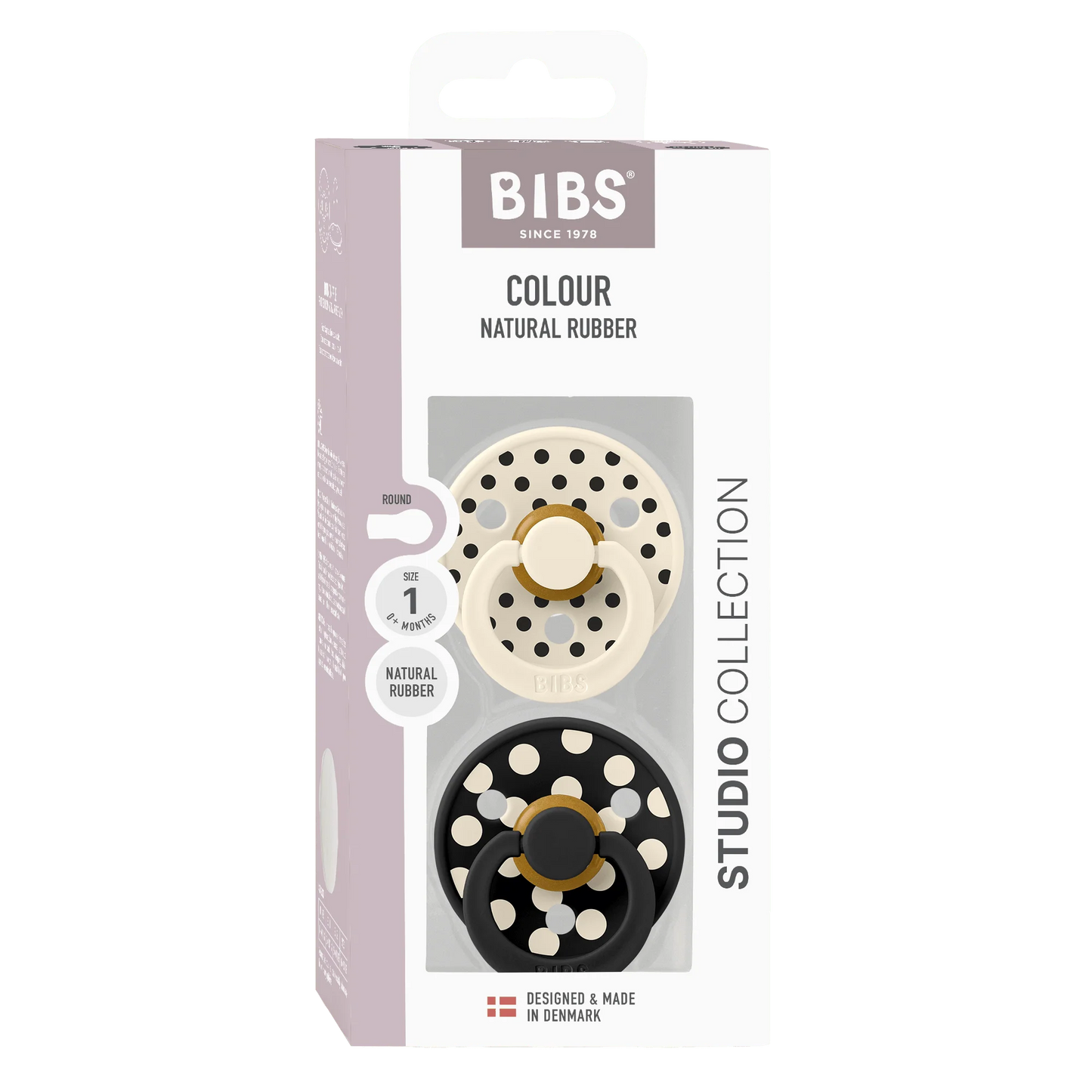 BIBS Studio Polka Dot Ivory / Black Dummies Twin Pack