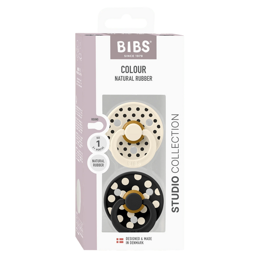BIBS Studio Polka Dot Ivory / Black Dummies Twin Pack