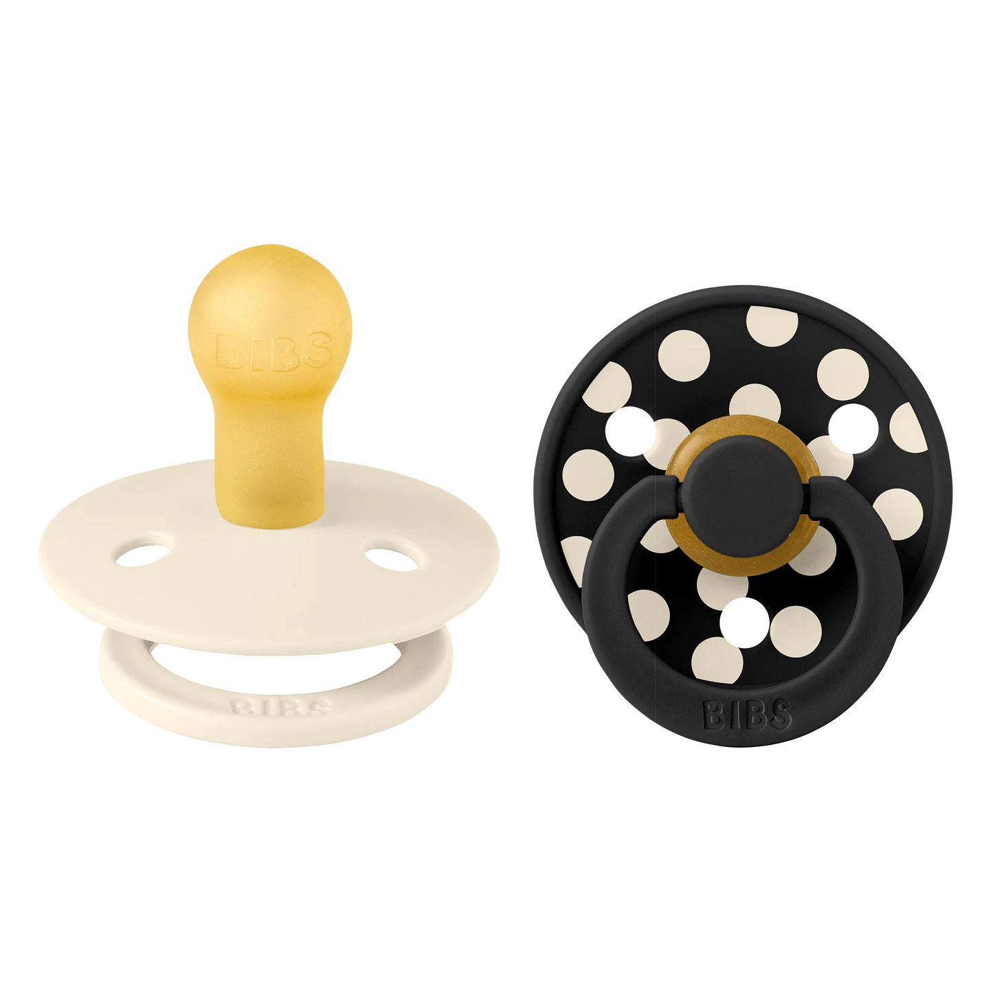BIBS Studio Polka Dot Ivory / Black Dummies Twin Pack