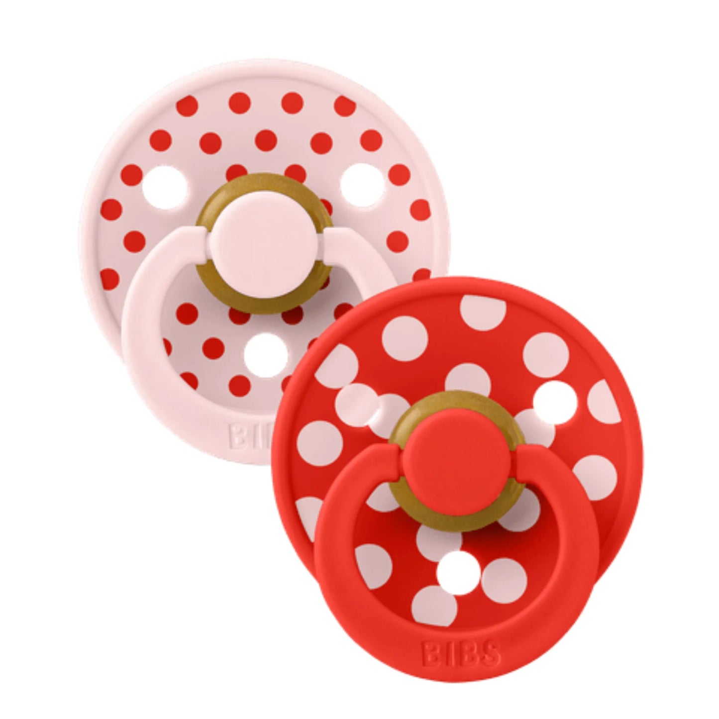 BIBS Studio Polka Dot Blossom / Candy Apple Dummies Twin Pack