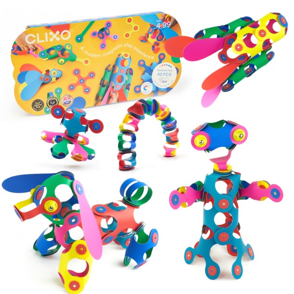 Clixo Magnetic Toy 42pc Rainbow Pack