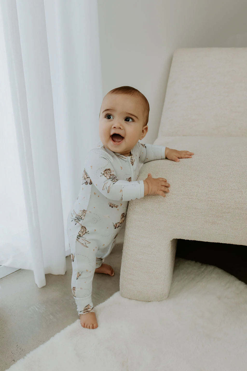 Confetti Kidz Bamboo Zipsuit Aviator Teddy