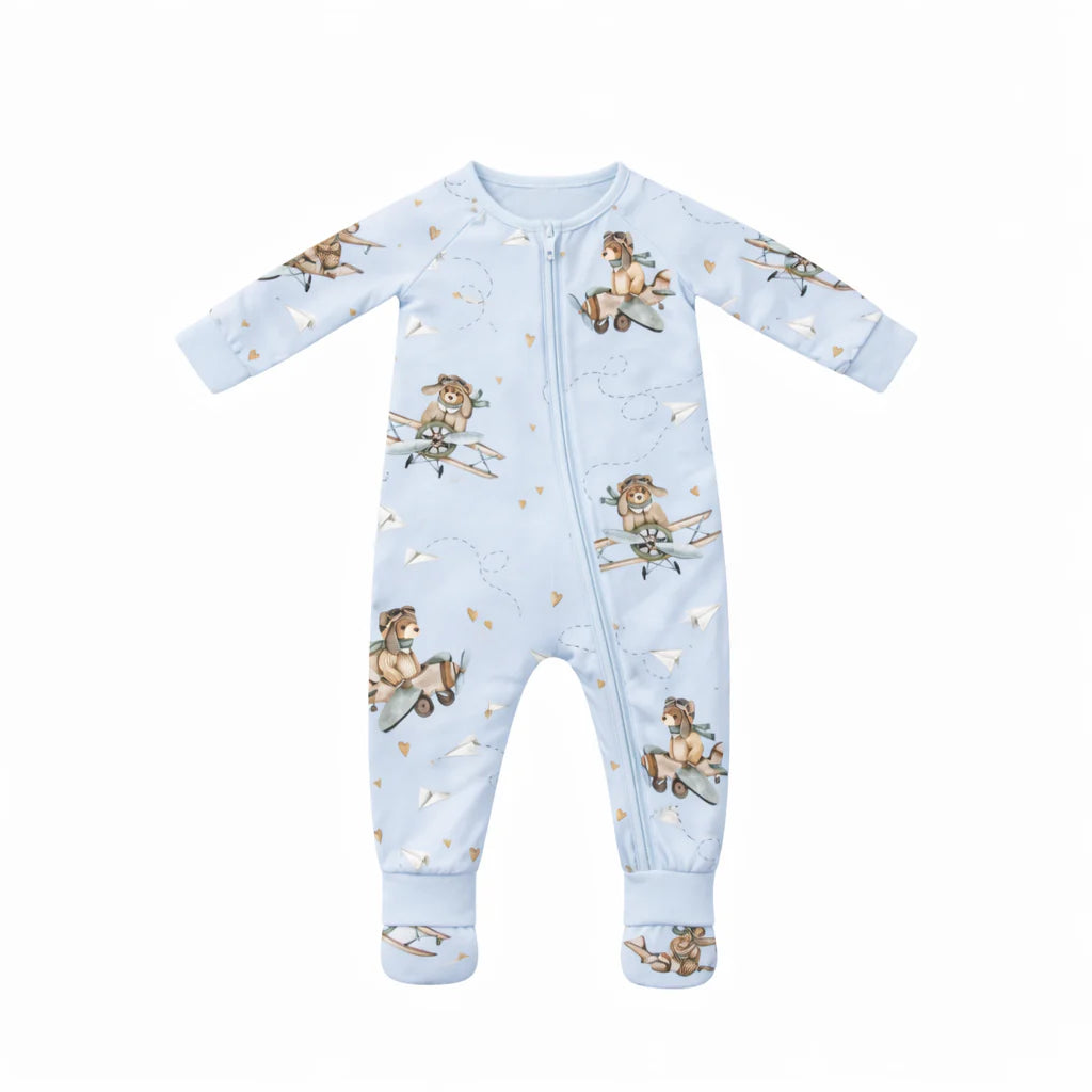 Confetti Kidz Bamboo Zipsuit Aviator Teddy
