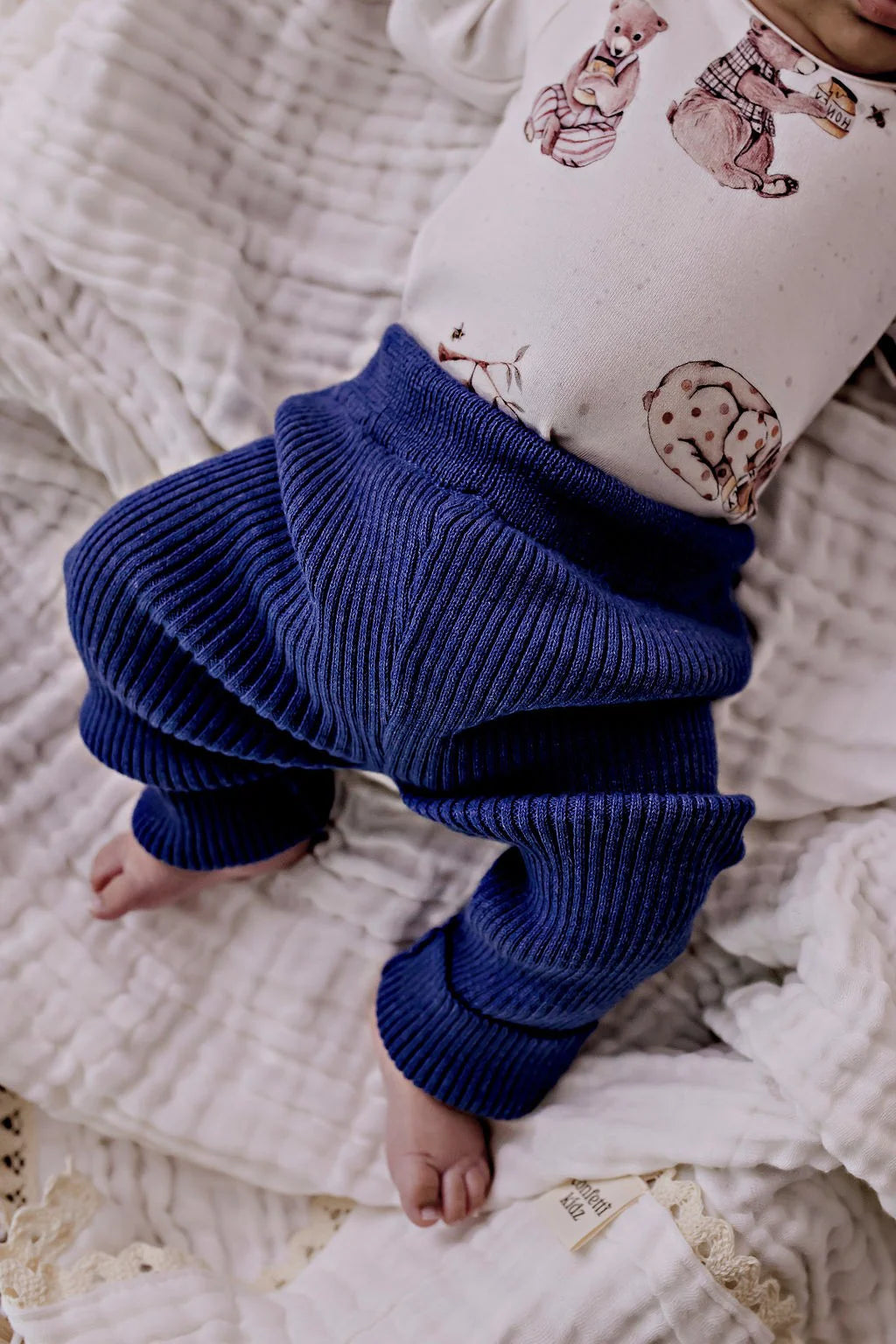 Confetti Kidz Ribbed Knit Leggings Navy