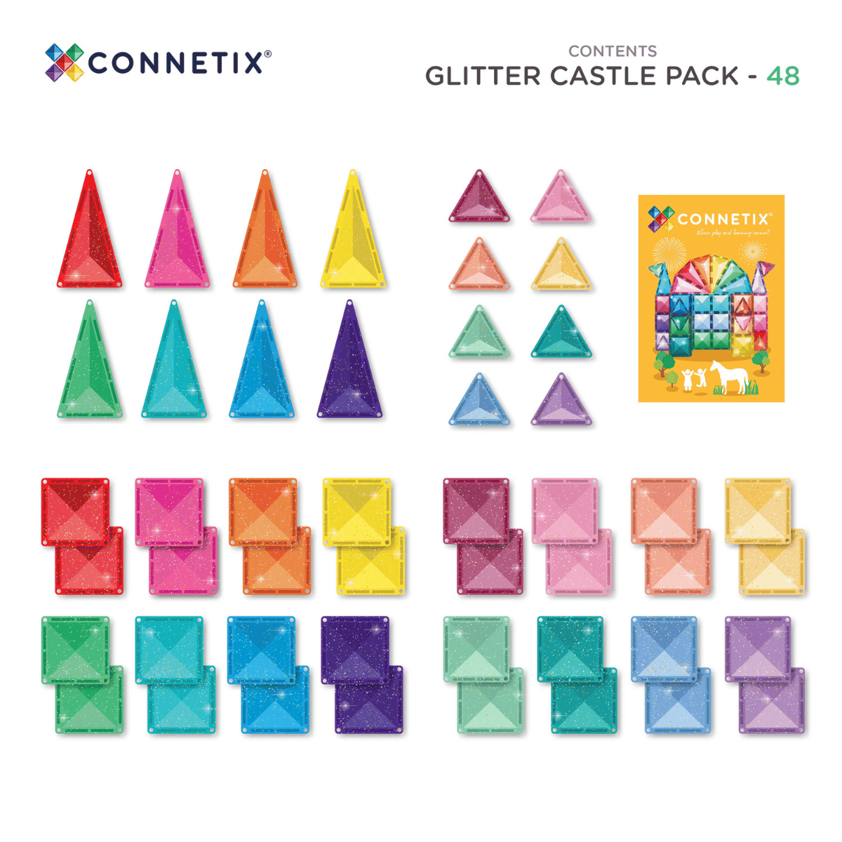 Connetix 48pc Glitter Castle Pack