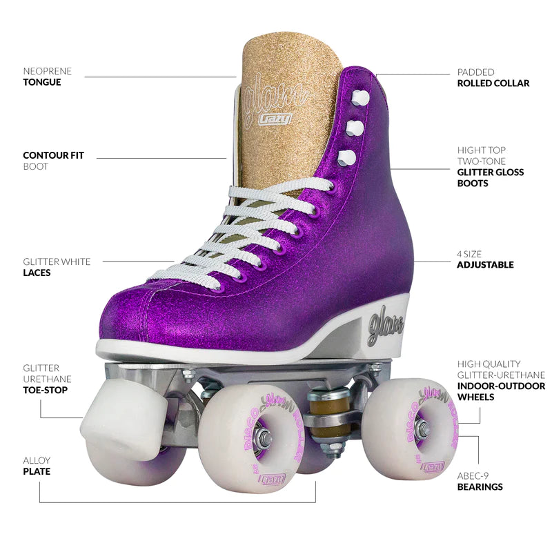 Crazy Skates Adjustable Glam Roller Skates Purple