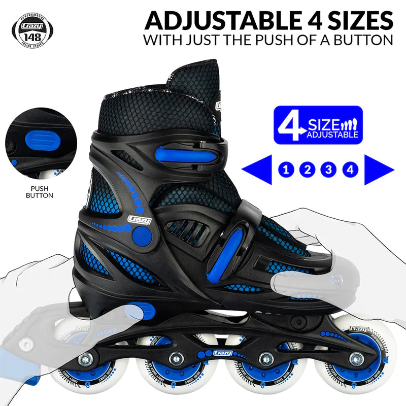 Crazy Skates Adjustable Inline Skates 148 Black