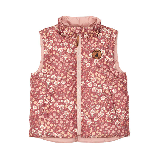 Crywolf Reversible Puffer Vest Rosewood Floral