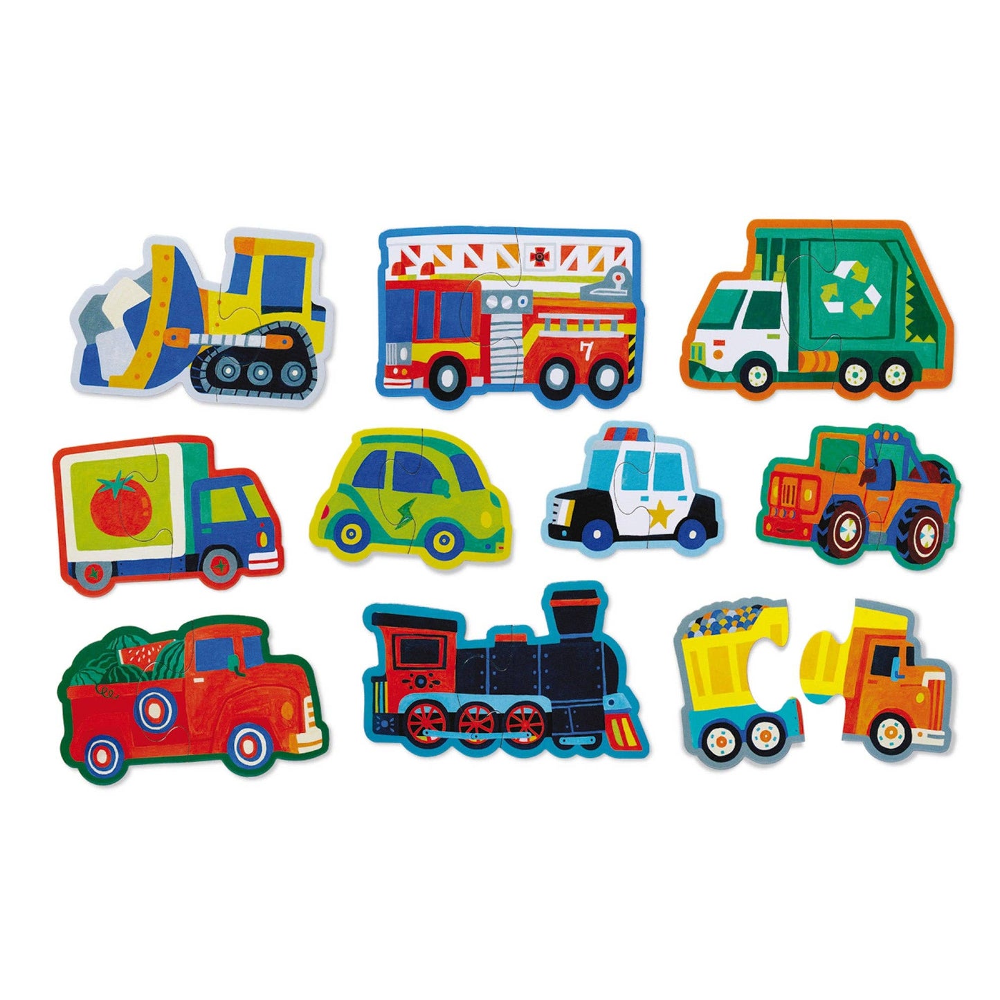 Crocodile Creek Let's Begin 10x2pc Puzzles Vehicles