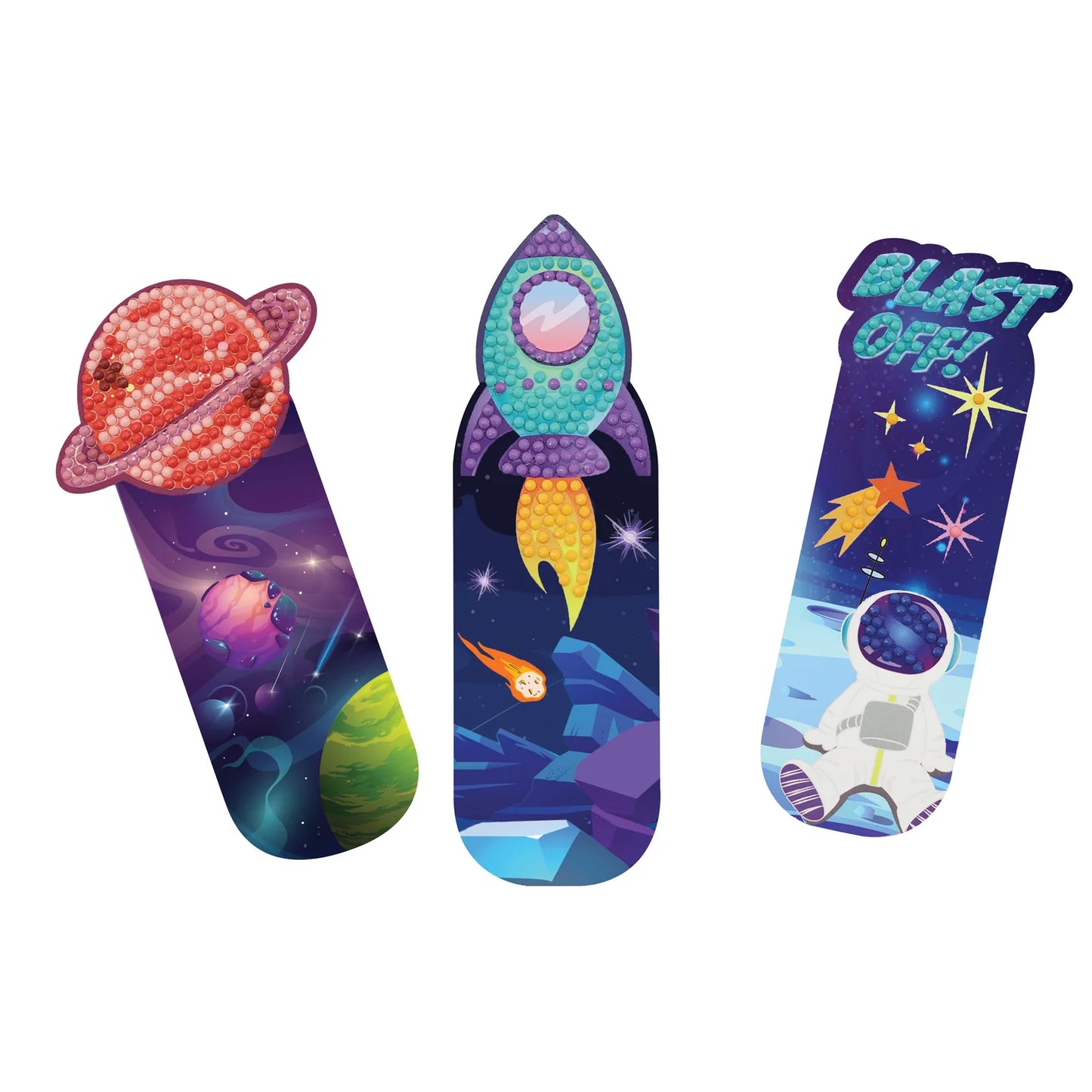 Discovery Zone Diamond Art Space Bookmarks Set of 3