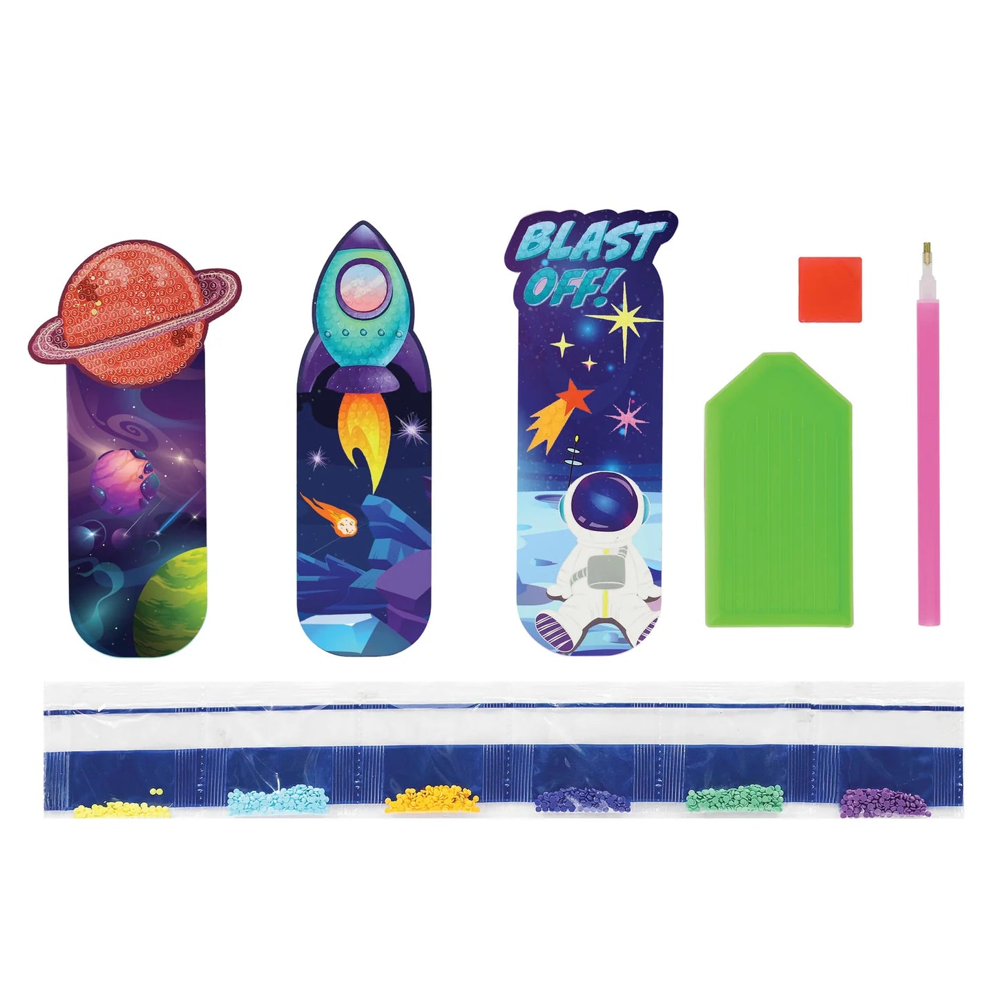Discovery Zone Diamond Art Space Bookmarks Set of 3