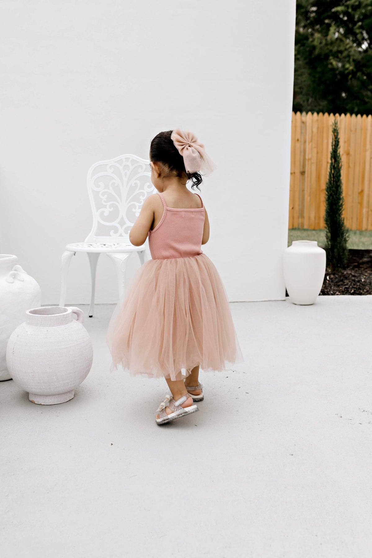Confetti Kids Ribbed Tulle Dress Dusty Pink
