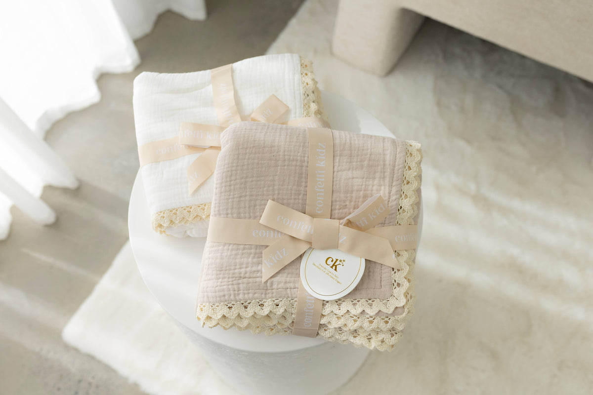 Confetti Kids Classic Muslin Blanket | White
