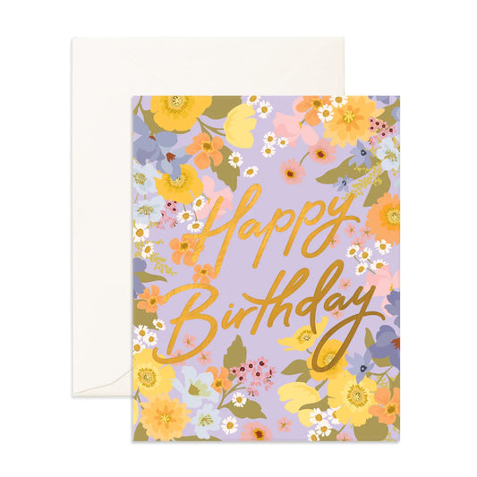 Fox & Fallow Birthday Card Spring Florals Lilac