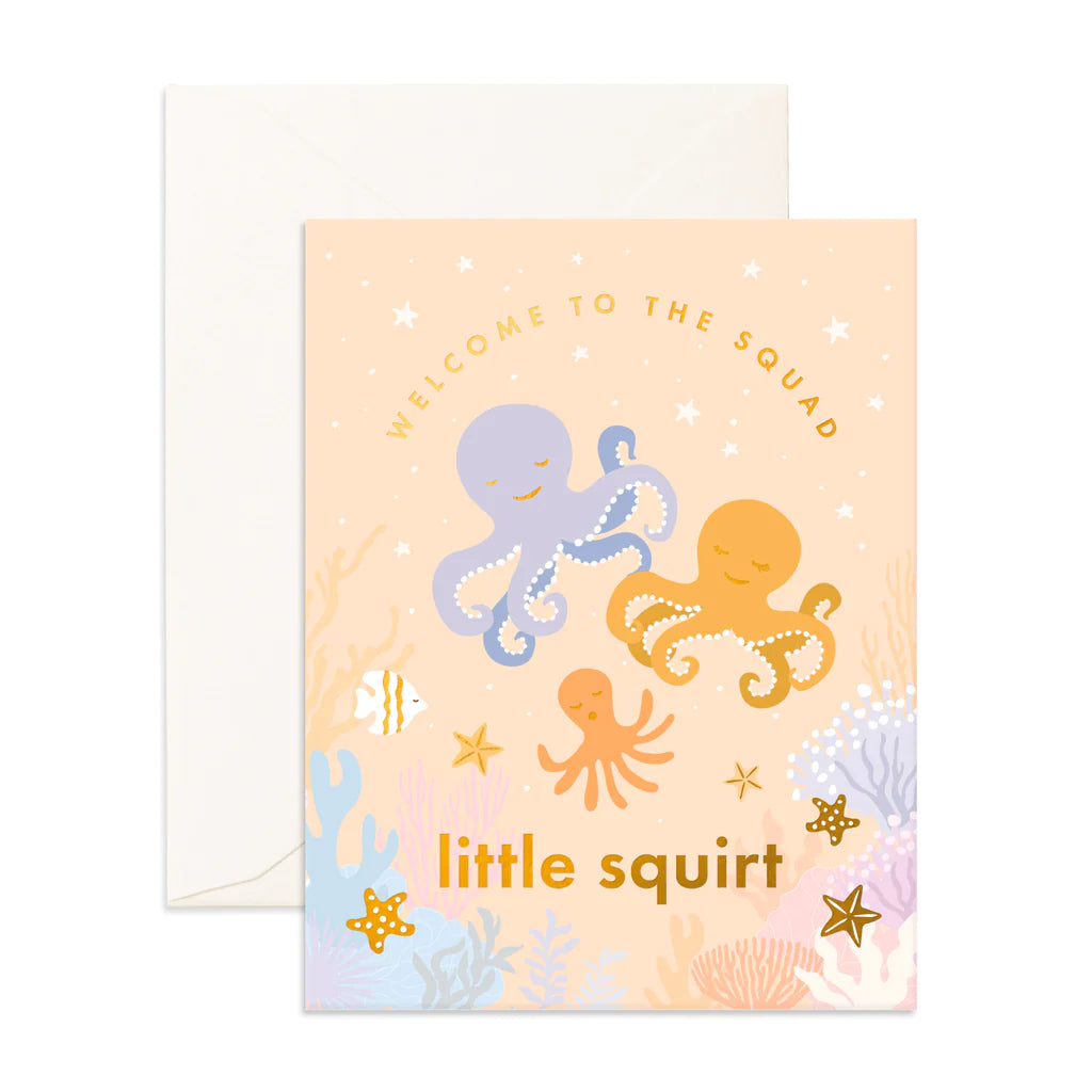 Fox & Fallow Welcome Little Squirt Baby Greeting Card