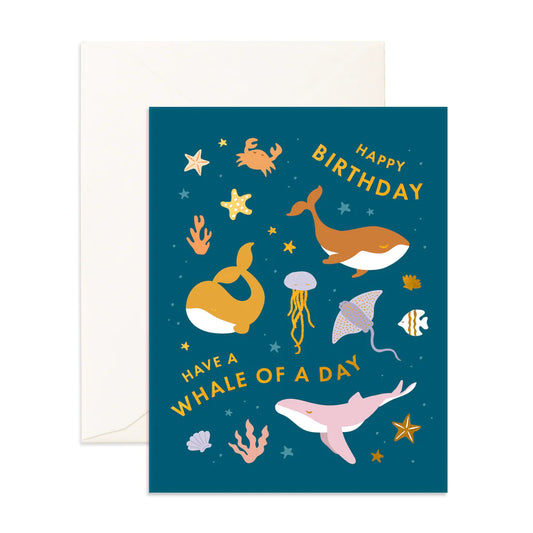 Fox & Fallow Whale Of A Day Birthday Card