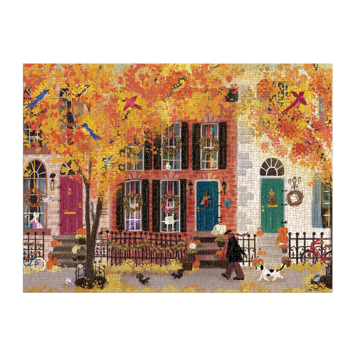 Galison 500pc Jigsaw Puzzle Autumn in the Neighbourhood by Joy Laforme