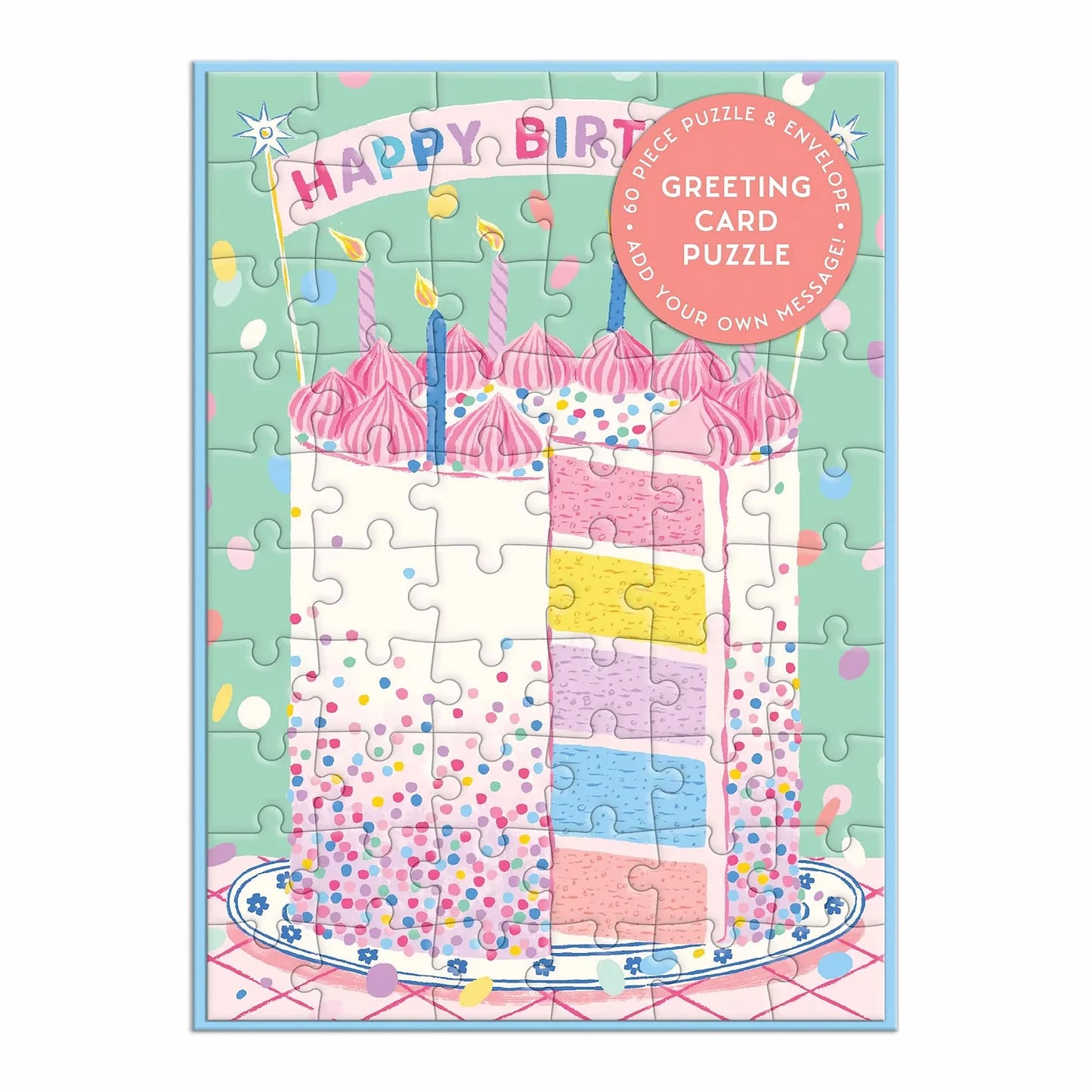 Galison Confetti Birthday Cake Puzzle Card