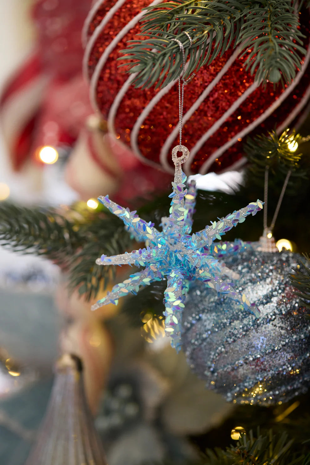 Ornament Blue Sparkles Hanging
