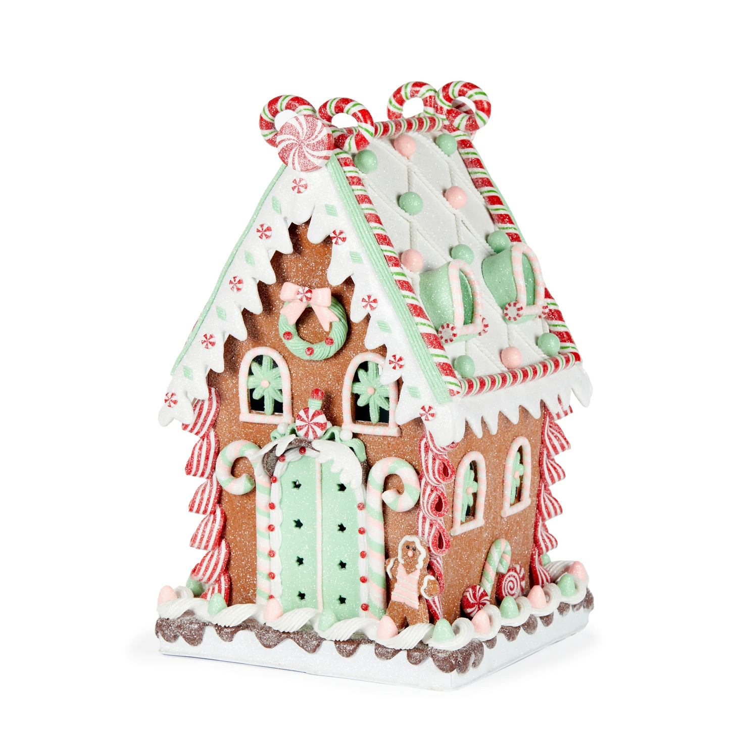 Holly & Ivy Mint and Pink LED Gingerbread Mansion