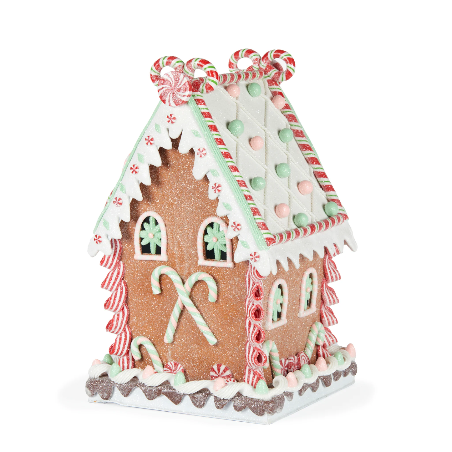 Holly & Ivy Mint and Pink LED Gingerbread Mansion